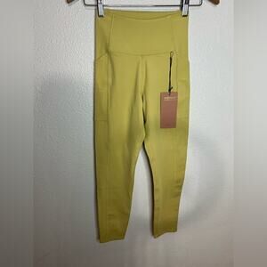 Girlfriend Collective High-Rise Thigh Pocket Compressive Leggings Yellow NEW XS